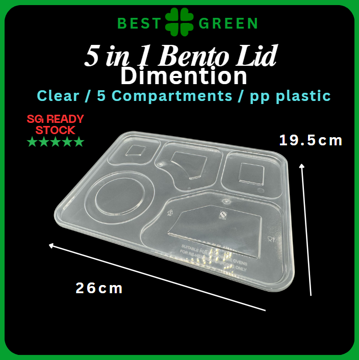 5-in-1 Bento Box – Premium Disposable Food Container (White)