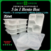 [✅SG READY STOCK] 5 Components Bento Boxes With Lids / PP / White / Plastic Bento Box / Disposable