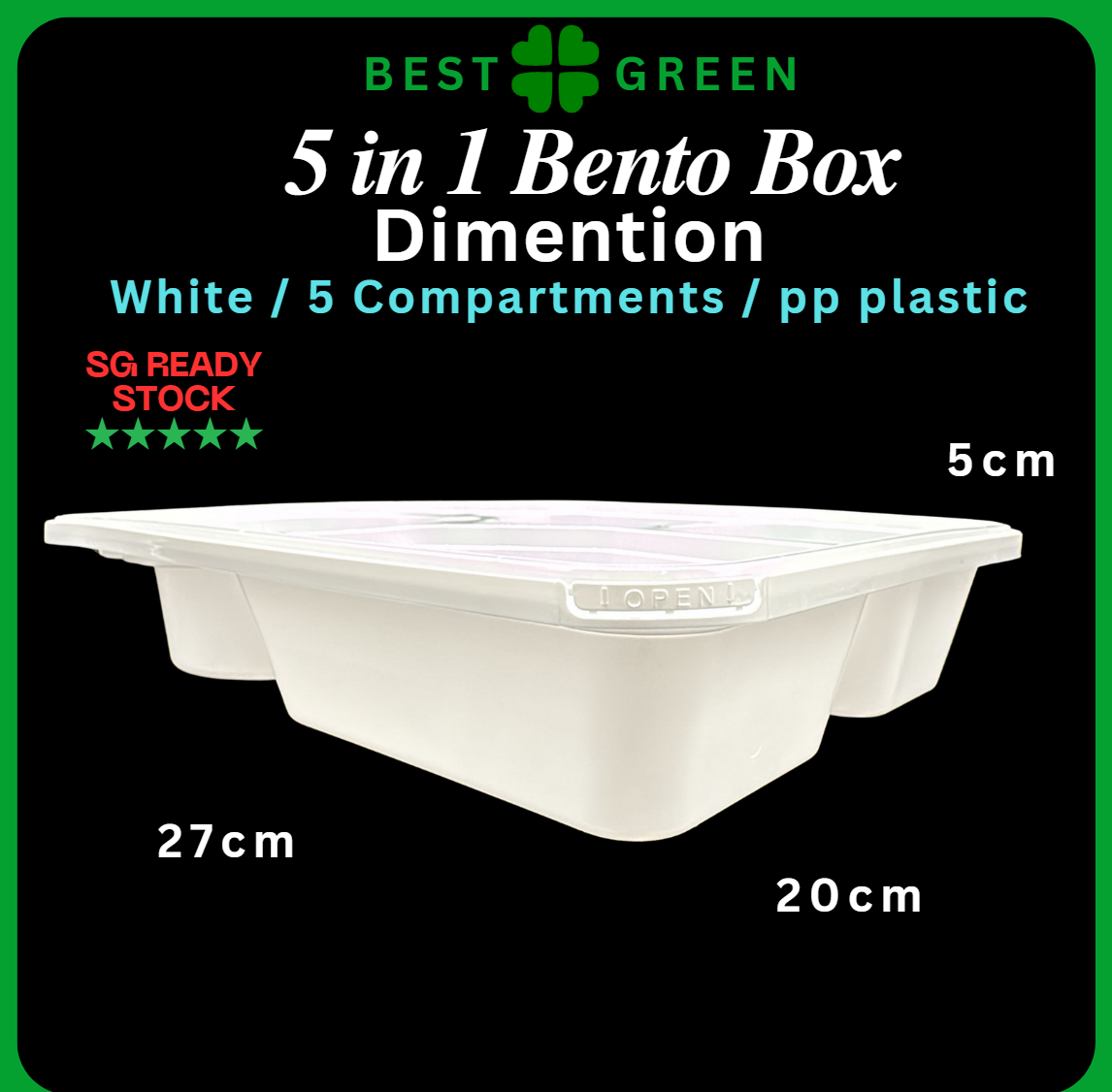 [✅SG READY STOCK] 5 Components Bento Boxes With Lids / PP / White / Plastic Bento Box / Disposable