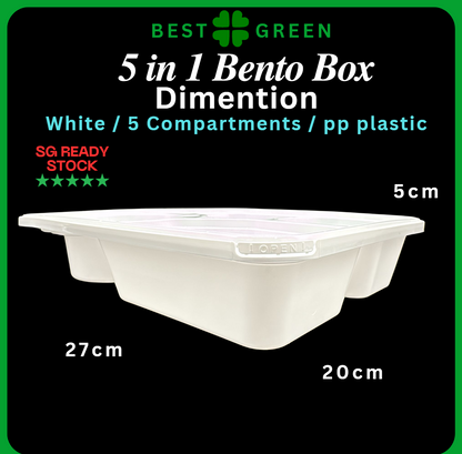 [✅SG READY STOCK] 5 Components Bento Boxes With Lids / PP / White / Plastic Bento Box / Disposable