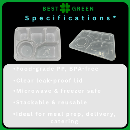 [✅SG READY STOCK] 5 Components Bento Boxes With Lids / PP / White / Plastic Bento Box / Disposable