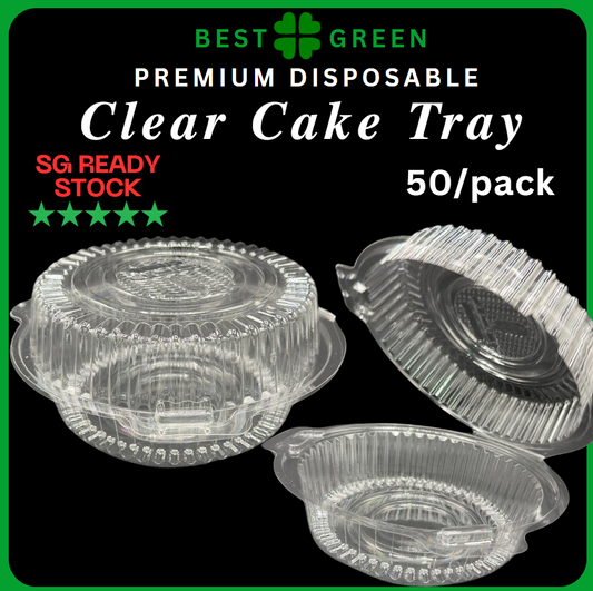 ✅SG READY STOCK [50pcs/pkt] Round Clamshell Cake Container /TP - 1L / Round Cake Container with Lid