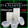 ✅SG READY STOCK [100PCS] Plastic Sauce Cup [80ml - T2 / 110ml - T4] & Lids | Sauce Container | Round Plastic Container