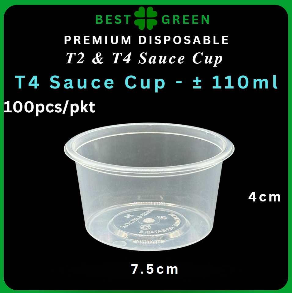 ✅SG READY STOCK [100PCS] Plastic Sauce Cup [80ml - T2 / 110ml - T4] & Lids | Sauce Container | Round Plastic Container