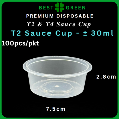 ✅SG READY STOCK [100PCS] Plastic Sauce Cup [80ml - T2 / 110ml - T4] & Lids | Sauce Container | Round Plastic Container