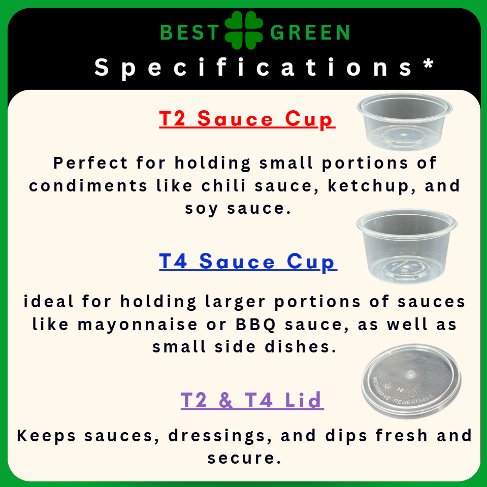 ✅SG READY STOCK [100PCS] Plastic Sauce Cup [80ml - T2 / 110ml - T4] & Lids | Sauce Container | Round Plastic Container