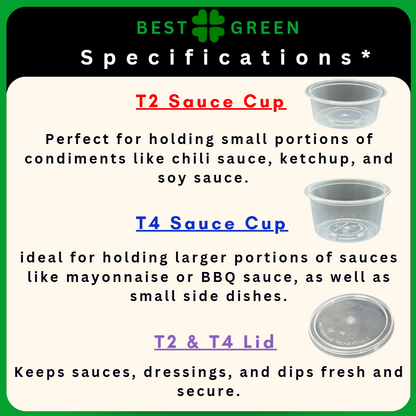 ✅SG READY STOCK [100PCS] Plastic Sauce Cup [80ml - T2 / 110ml - T4] & Lids | Sauce Container | Round Plastic Container
