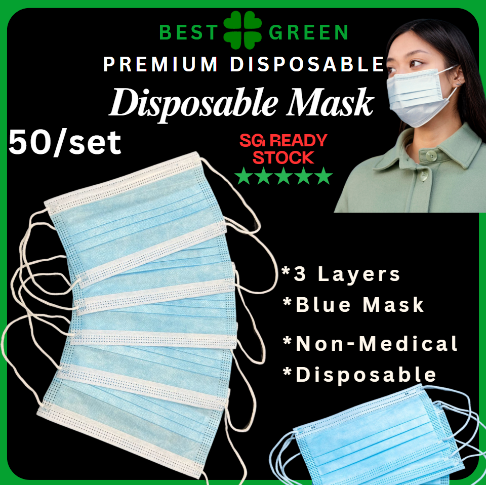 SG READY STOCK [50pcs/pkt] 3 Ply Premium Disposable Blue Mask ...