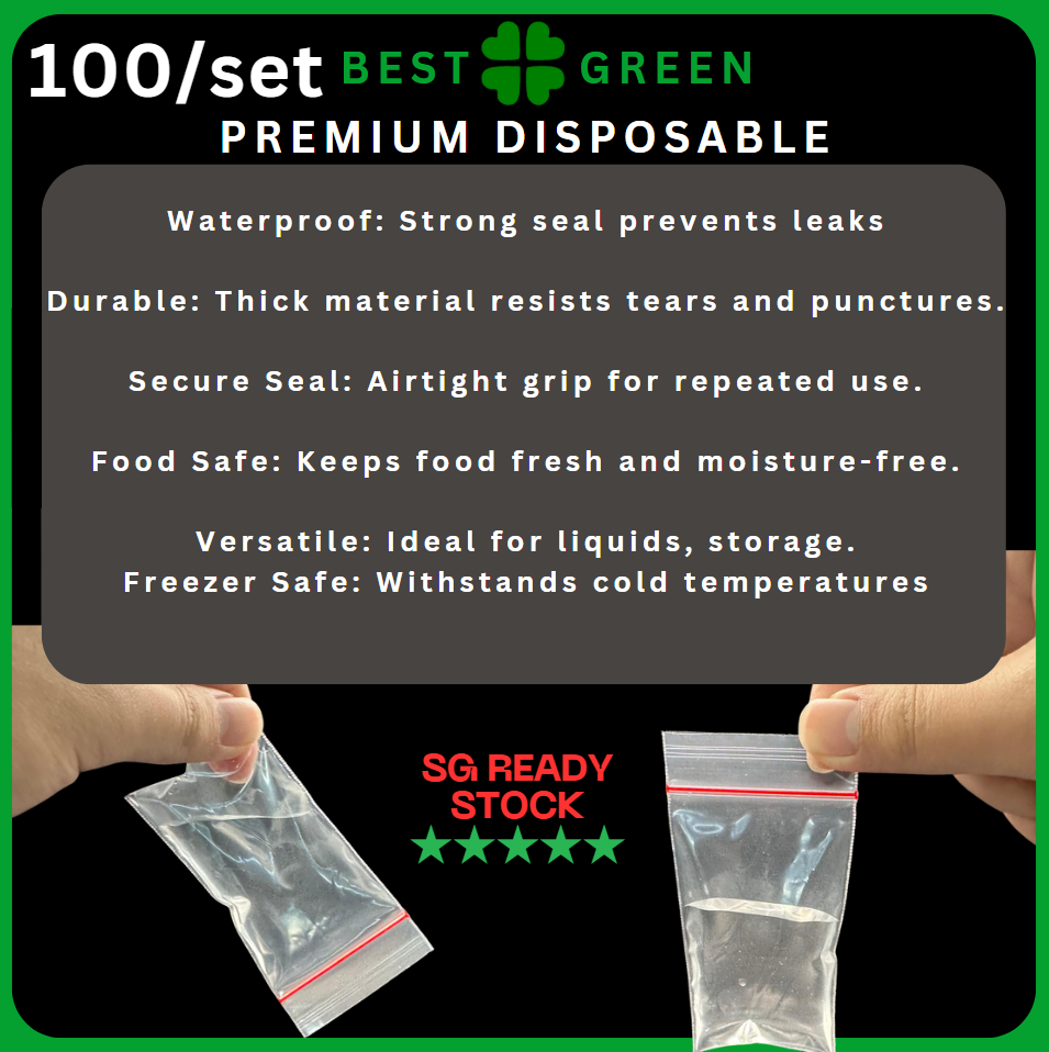 ✅SG READY STOCK [100pcs/pkt] Thick Ziplock Bags / Food Grade Zipper Bags for sauce / Sauce Bag