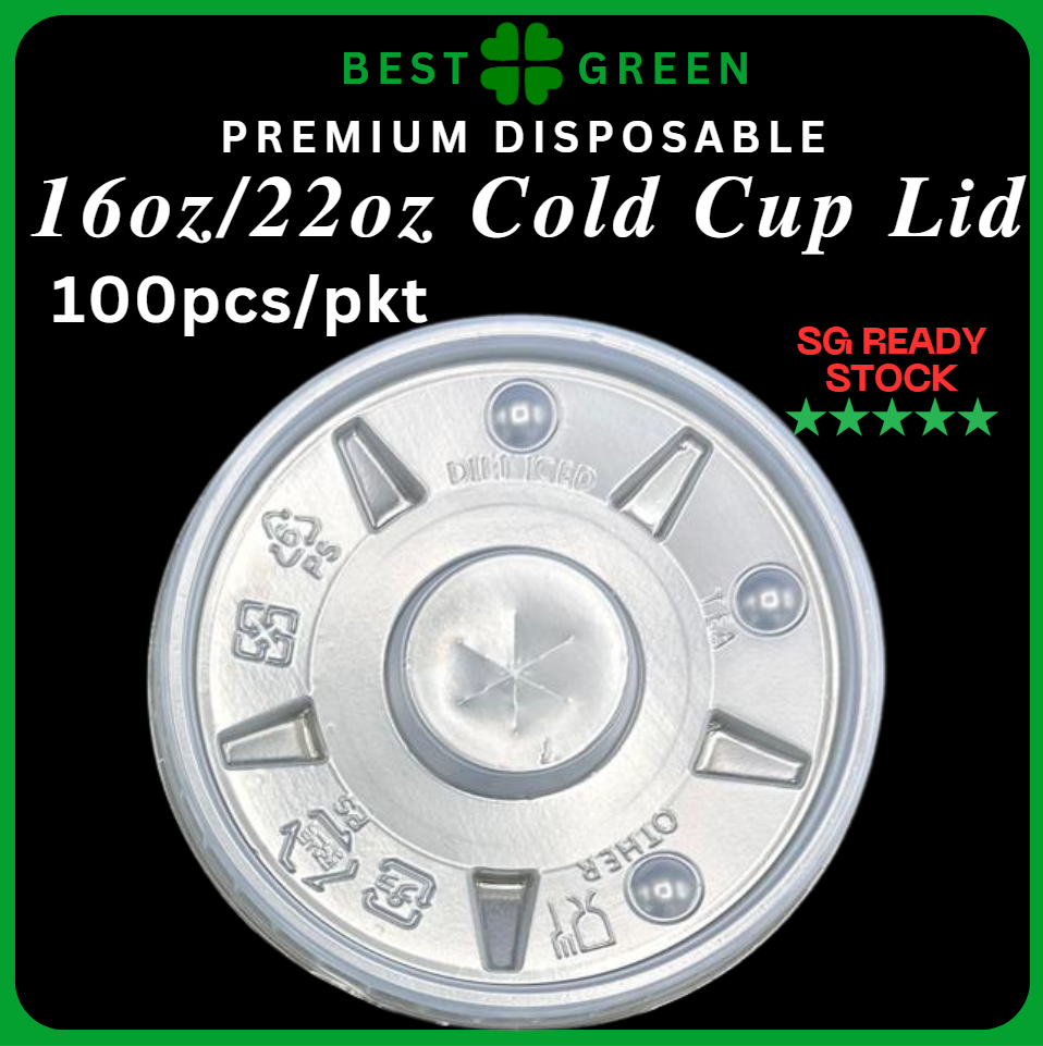 ✅SG READY STOCK [50pcs/pkt] 12oz/ 16oz / 22oz Cold Paper Cup / Lids / Green and Clear Straw