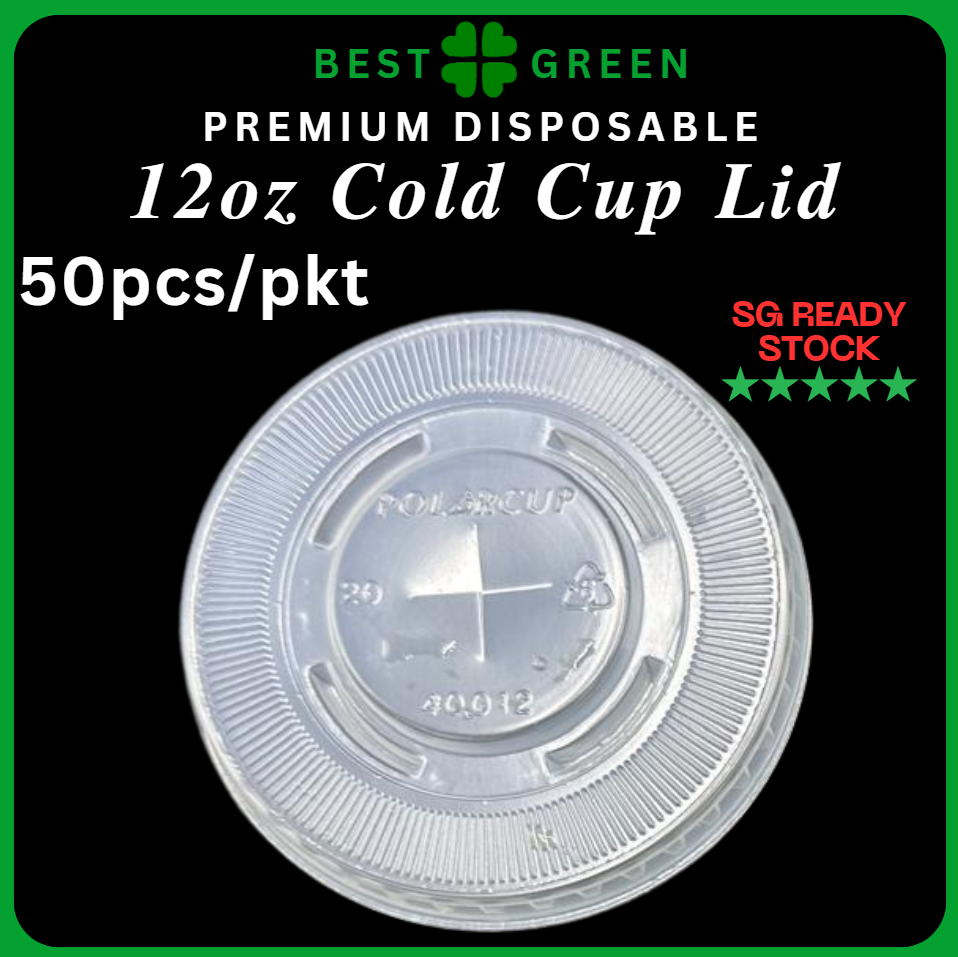 ✅SG READY STOCK [50pcs/pkt] 12oz/ 16oz / 22oz Cold Paper Cup / Lids / Green and Clear Straw