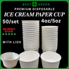 ✅SG READY STOCK | [50pcs/pkt] 4oz/5oz Paper Ice Cream Cup With Lids