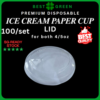 ✅SG READY STOCK | [50pcs/pkt] 4oz/5oz Paper Ice Cream Cup With Lids