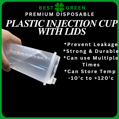 ✅SG READY STOCK [500ml/700ml/1000ml] Plastic Disposable PP Injection Cups Clear / White With Lids & Stopper