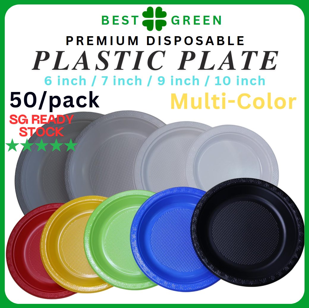 [50pcs/pack] Disposable Plastic Plate (6'' / 7'' / 9'' / 10'')  Multi Color Plastic Plate
