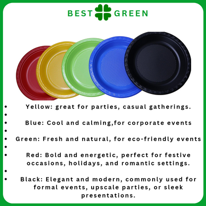 [50pcs/pack] Disposable Plastic Plate (6'' / 7'' / 9'' / 10'')  Multi Color Plastic Plate