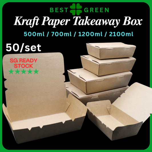 500ml/700ml/1200ml/2100ml kraft Paper takeaway box