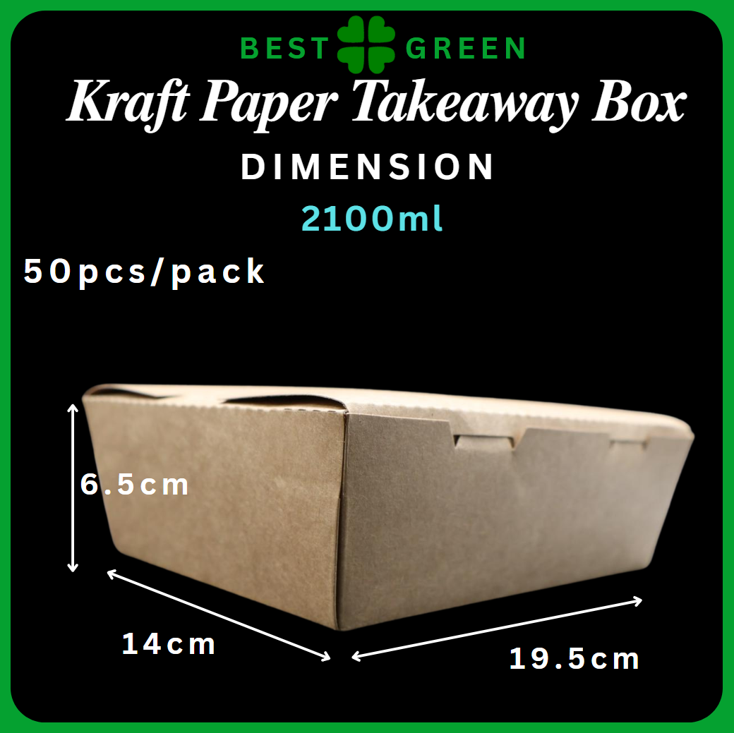 500ml/700ml/1200ml/2100ml kraft Paper takeaway box