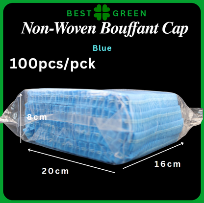 [100pcs / pck] Disposable Non-Woven Bouffant Cap | (Blue/white) | Unisex Hair Cap | Hair Cover