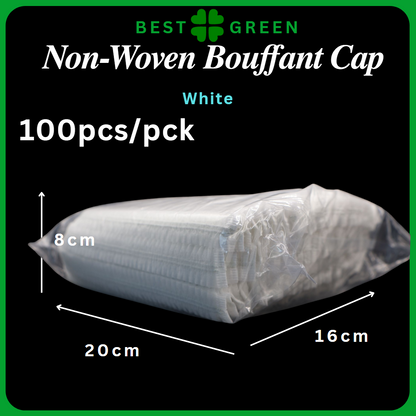 [100pcs / pck] Disposable Non-Woven Bouffant Cap | (Blue/white) | Unisex Hair Cap | Hair Cover