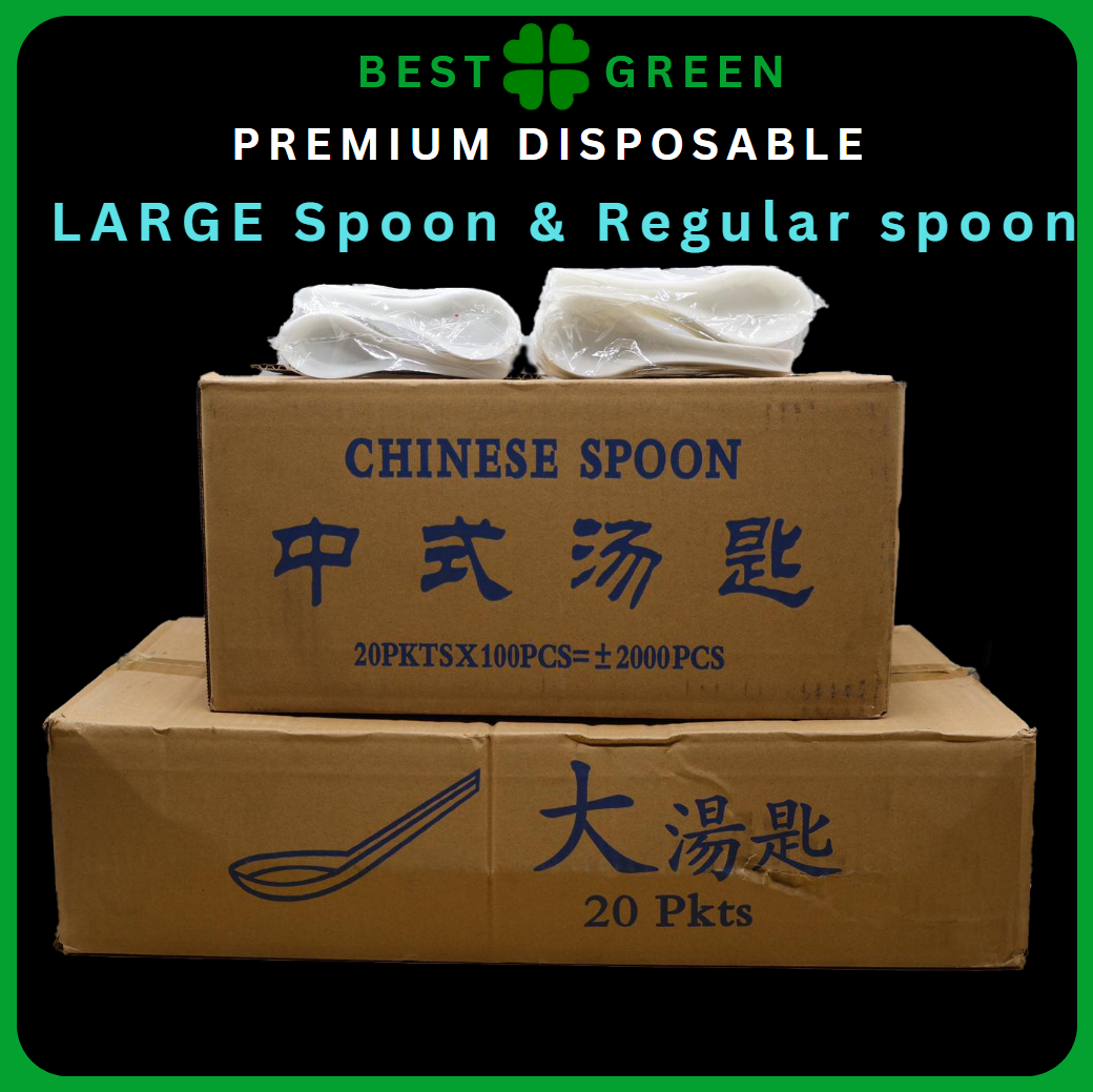 ✅SG READY STOCK - [2000pcs] Plastic Disposable spoon [Chinese/Large] soup spoon for soup / dry base food