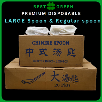 ✅SG READY STOCK - [2000pcs] Plastic Disposable spoon [Chinese/Large] soup spoon for soup / dry base food