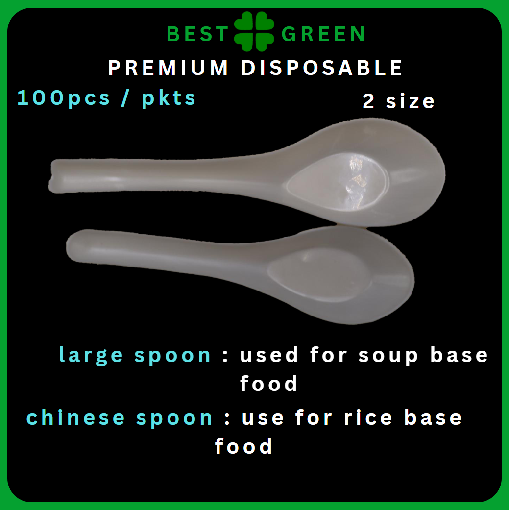 ✅SG READY STOCK - [2000pcs] Plastic Disposable spoon [Chinese/Large] soup spoon for soup / dry base food