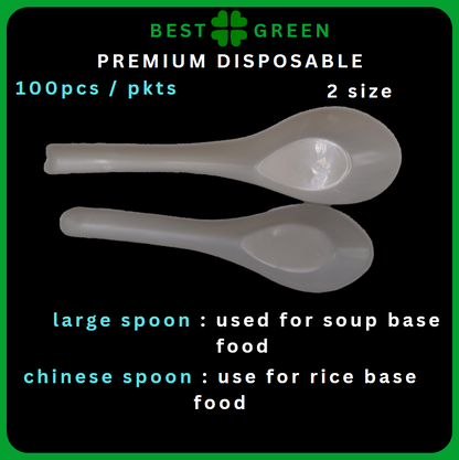 ✅SG READY STOCK - [2000pcs] Plastic Disposable spoon [Chinese/Large] soup spoon for soup / dry base food