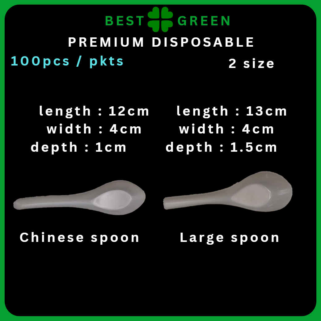 ✅SG READY STOCK - [2000pcs] Plastic Disposable spoon [Chinese/Large] soup spoon for soup / dry base food