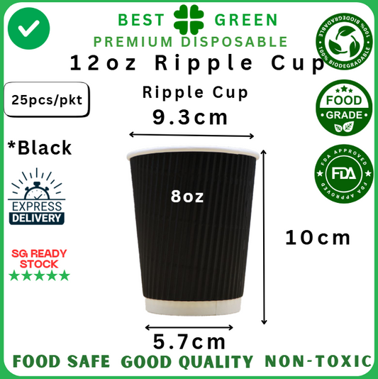 12oz Black Ripple Cup - [1 ctn]