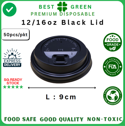 12/16oz Black Lid - [1 ctn]