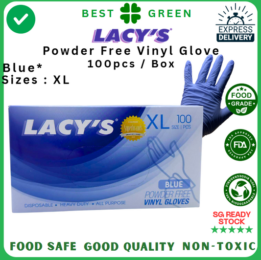 Lacy's Disposable Blue Vinyl Glove (XL) [Powder Free] | 1 Carton |