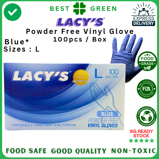 Lacy's Disposable Blue Vinyl Glove (L) [Powder Free] | 1 Carton