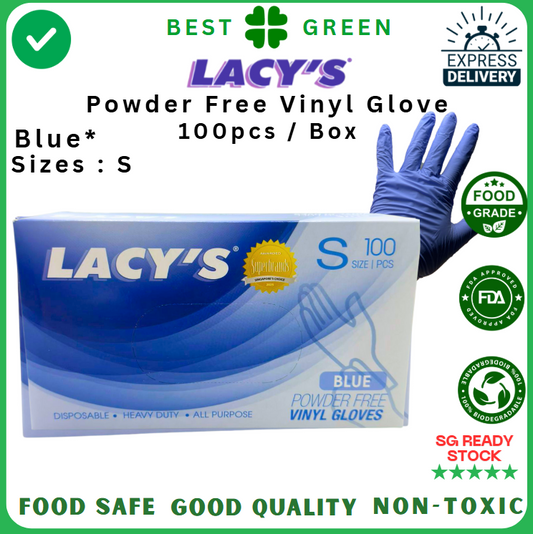 Lacy's Disposable Blue Vinyl Glove (S) [Powder Free] | 1 Carton
