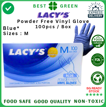Lacy's Disposable Blue Vinyl Glove (M) [Powder Free] | 1 Carton