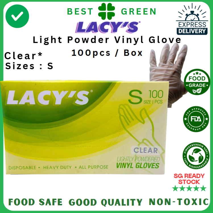 Lacy's Disposable Clear Vinyl Glove (S) [Lightly Powdered] | 1 Carton