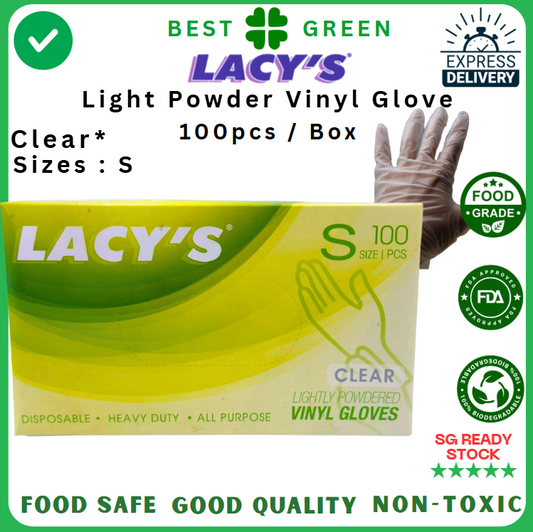 Lacy's Disposable Clear Vinyl Glove (S) [Lightly Powdered] | 1 Carton