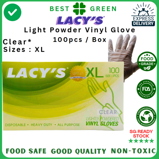 Lacy's Disposable Clear Vinyl Glove (XL) [Lightly Powdered] | 1 Carton