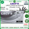 LACY'S Black Nitrile Gloves (XL) [Powder Free] | 1 Carton