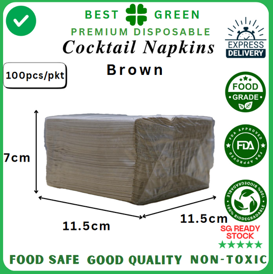 Disposable Cocktail Napkins [Brown] | 1 Ctn