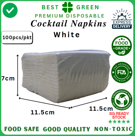 Disposable Cocktail Napkins [White] | 1 Ctn