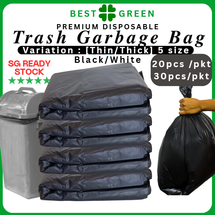 Disposable Trash Bag / Garbage Bag [White] – Light Duty | 23x30"