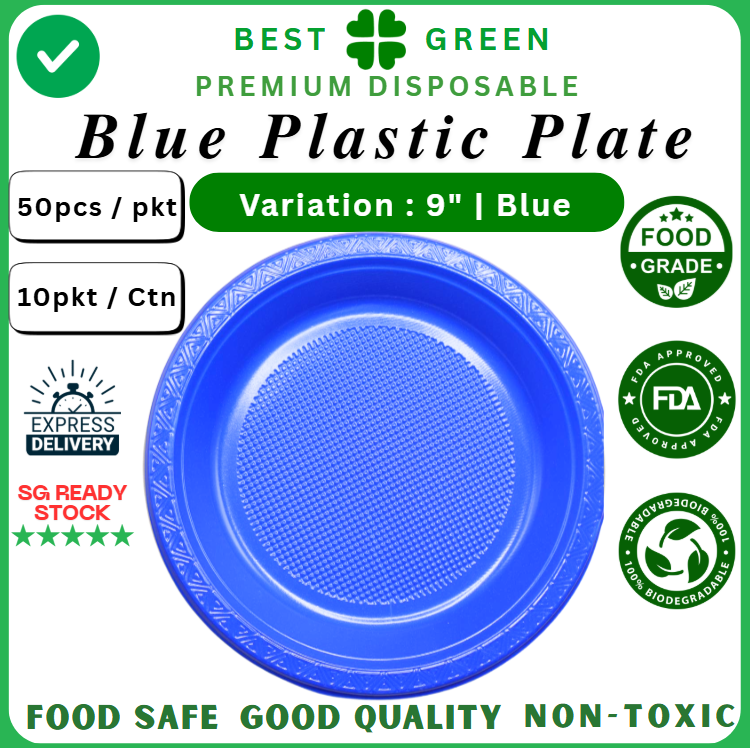 Disposable Plastic Plate [9 Inch] | Blue | 1 Ctn
