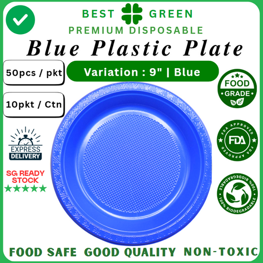 Disposable Plastic Plate [9 Inch] | Blue | 1 Ctn