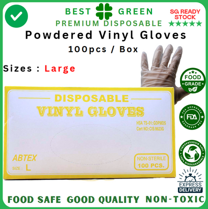Disposable Clear Vinyl Glove [Large] | Powdered | 1ctn