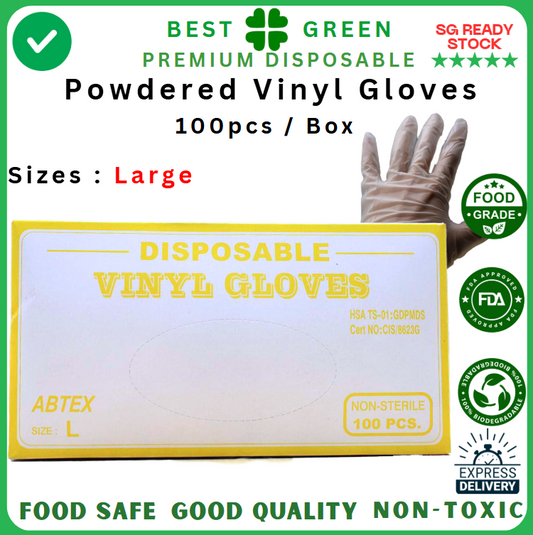 Disposable Clear Vinyl Glove [Large] | Powdered | 1ctn