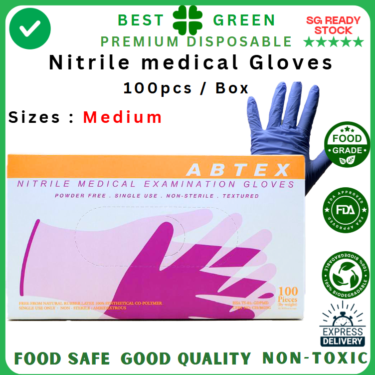 Disposable Purple Nitrile Medical Glove [Medium] | Powder Free | 1 Ctn