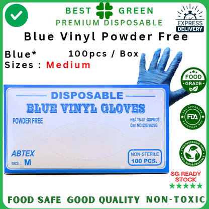 Disposable Blue Vinyl Glove [Medium] | Powder Free | 1 Ctn