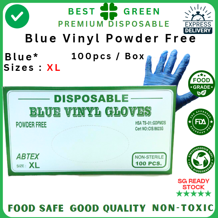 Disposable Blue Vinyl Glove [Extra Large] | Powder Free | 1 Ctn
