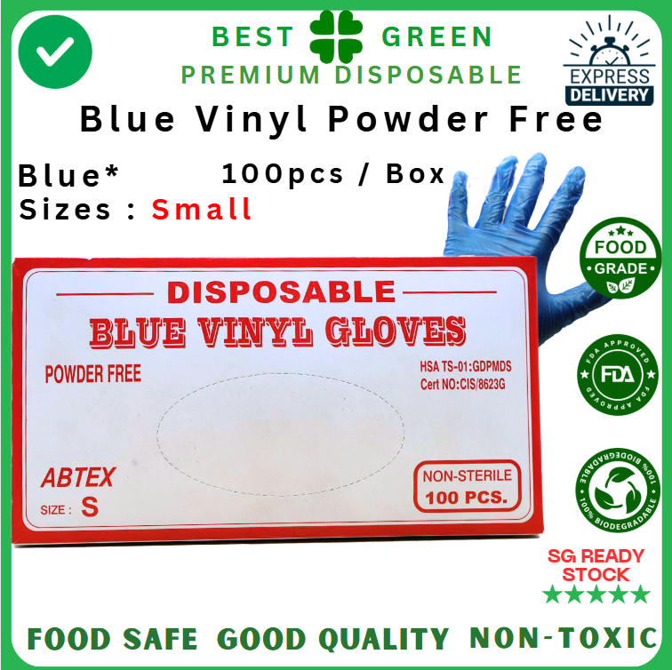 Disposable Blue Vinyl Glove [Small] | Powder Free | 1 Ctn
